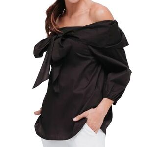 Nwt Pleione Black Off the Shoulder Bow Blouse, S